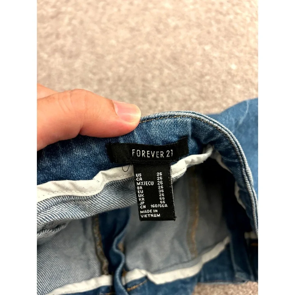 Forever 21 Denim Shorts Womens 26 Blue Excellent High Waist Exposed Zippers